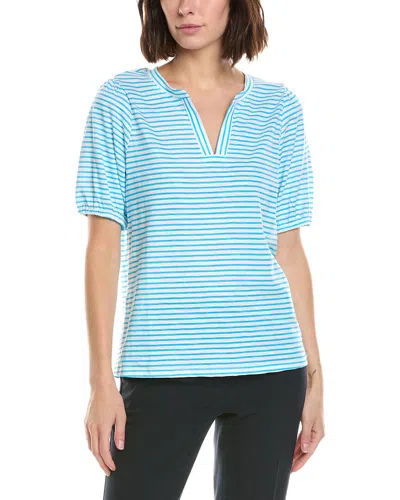 Stella Parker Caroline Notch Neck Puff Sleeve Top In Multi