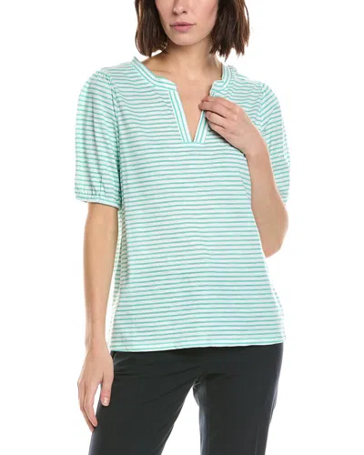 Stella Parker Caroline Notch Neck Puff Sleeve Top In Green