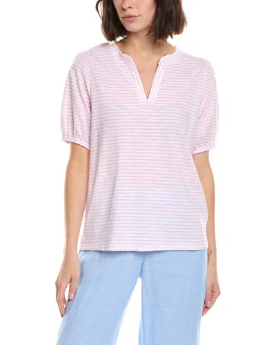 Stella Parker Caroline Notch Neck Puff Sleeve Top In Transparent