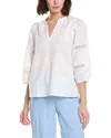 Stella Parker Constance Linen-blend Blouse In White