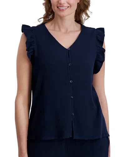 Stella Parker Flutter Sleeve Knit Top In Blue