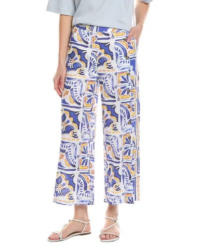 Stella Parker Linen-blend Asymmetrical Capri Pant In Multi