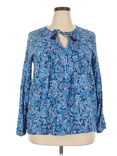 Pre-owned Stella Parker Long Sleeve Blouse In Blue