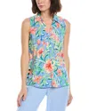 Stella Parker Lydia Printed Collared Shirt In Blue