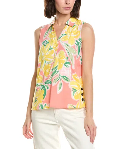 Stella Parker Lydia Printed Collared Shirt In White