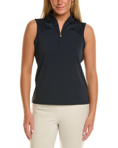 Stella Parker Mock Neck Combo Top In Blue