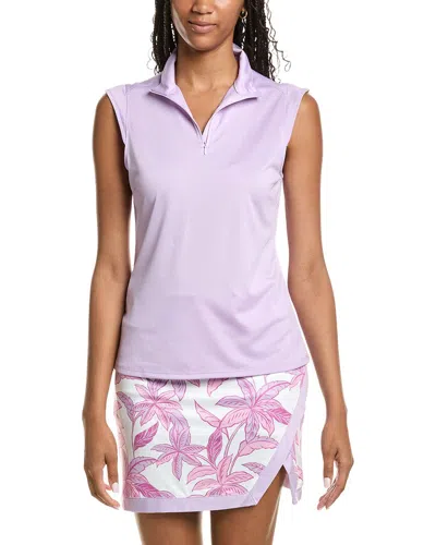 Stella Parker Mock Zip Knit Top In Orc-orchid
