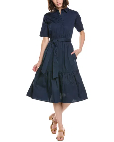 Stella Parker Nicolette Drop Waist Midi Shirtdress In Blue