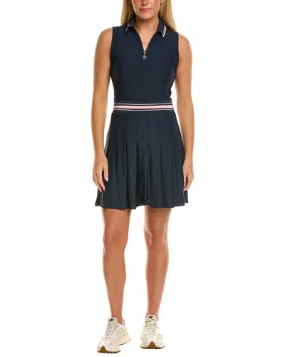Stella Parker Pleated Skirt Polo Dress In Blue