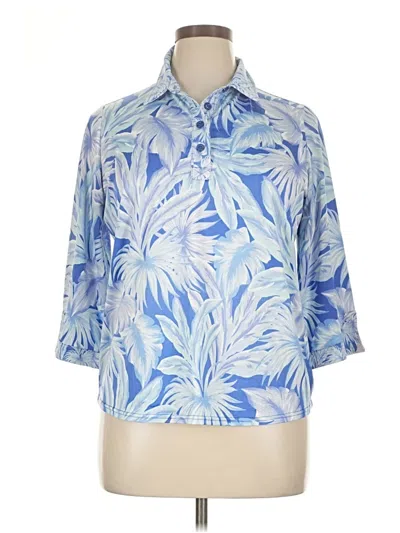 Pre-owned Stella Parker Short Sleeve Blouse In Blue