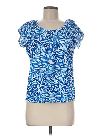 Pre-owned Stella Parker Short Sleeve Blouse In Blue