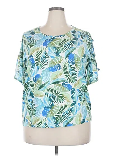 Pre-owned Stella Parker Short Sleeve Blouse In Teal