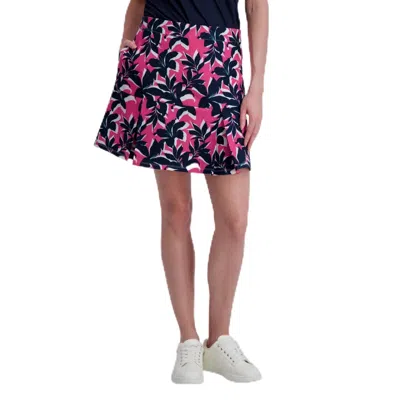 Stella Parker Skirt Women's Pink Floral Print Pleated Hem Mid Rise Ups1384 In Purple