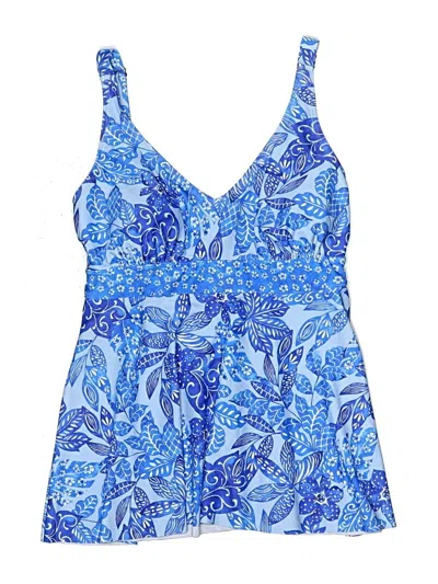 Pre-owned Stella Parker Swimsuit Top Blue Paisley Pattern Swimwear