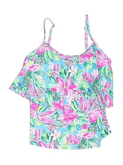 Pre-owned Stella Parker Swimsuit Top Pink Tropical Pattern Swimwear