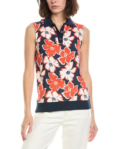 Stella Parker Tippi Contrast Collar Sleeveless Polo Shirt In Multi