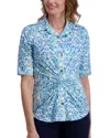 Stella Parker Twist Button-down Knit Top
