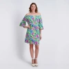 Stella Parker Womens 3/4 Sleeve Floral Blouson Dress In Multi