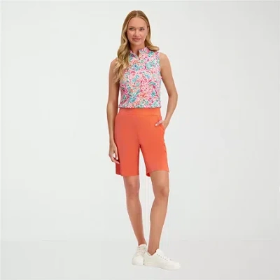 Stella Parker Womens Mid Rise Stretch Fabric Golf Short In Orange