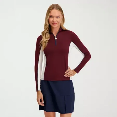 Stella Parker Womens Mock Neck Long Sleeve Quarter-zip Pullover In Burgundy