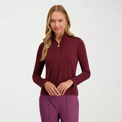 Stella Parker Womens Mock Neck Long Sleeve Quarter-zip Pullover In Multi