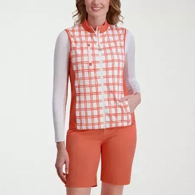 Stella Parker Womens Mock Neck Sleeveless Vest In Orange