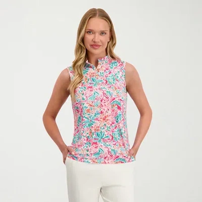 Stella Parker Womens Sleeveless Mock Neck Top In Pink