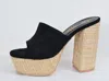 Stella Shoes Open Toe Slip On Chunky Heels In Black