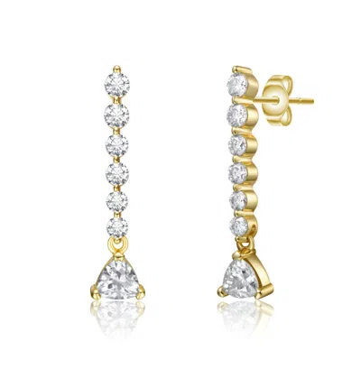 Stella Valentino Sterling Silver 14k Gold Plated With 0.76ctw Lab Created Moissanite Linear Dangle Journey Earrings