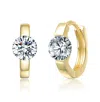 Stella Valentino Sterling Silver 14k Gold Plated With Clear Moissanite Huggie Earrings In Gold