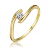 Stella Valentino Sterling Silver 14k Yellow Gold Plated With 0.10ctw Lab Created Moissanite Ring In Gold