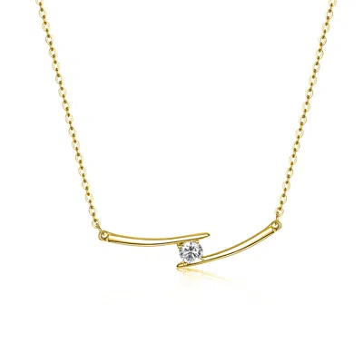 Stella Valentino Sterling Silver 14k Yellow Gold Plated With 0.30ctw Lab Created Moissanite Necklace