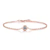 Stella Valentino Sterling Silver 18k Rose Gold Plated With 0.50ct Lab Created Moissanite Solitaire Station Charm Adju