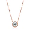 Stella Valentino Sterling Silver 18k Rose Gold Plated With 1ct Lab Created Moissanite Necklace In Gold