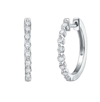 Stella Valentino Sterling Silver White Gold Plated With 0.45ct Lab Created Moissanite Huggie Hoop Earrings