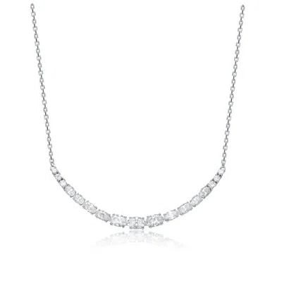 Stella Valentino Sterling Silver White Gold Plated With 1.96ctw Lab Created Moissanite Curved Bar Necklace
