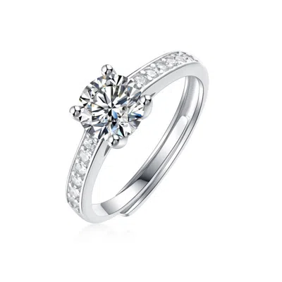 Stella Valentino Sterling Silver White Gold Plated With 1ctw Lab-grown Moissanite Pave Engagement Ring