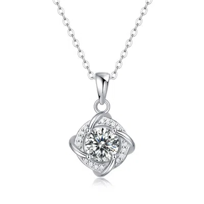 Stella Valentino Sterling Silver White Gold Plated With 1ctw Lab-grown Moissanite Solitaire Pave Anniversary Love Kno
