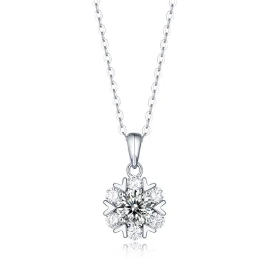 Stella Valentino Sterling Silver White Gold Plated With 1ctw Round Brilliant Lab-grown Moissanite Solitaire Drop Pend