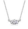 Stella Valentino Sterling Silver White Gold Plated With Lab Created Moissanite East-west Oval Solitaire Necklace In Gray