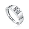 Stella Valentino Sterling Silver With 0.50ct Round Lab Created Moissanite Flush Set Solitaire Engagement Anniversary  In White