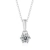 Stella Valentino Sterling Silver With 1ct Round Lab Created Moissanite Drop Solitaire Pendant Necklace In White