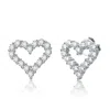 Stella Valentino Sterling Silver With 1ctw Lab Created Moissanite French Pave Heart Halo Stud Earrings In White