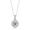 Stella Valentino Sterling Silver With 1ctw Lab Created Moissanite Halo Cluster Drop Pendant Necklace In White