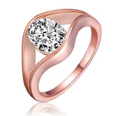 Stella Valentino Sterling Silver With 2.50ctw Oval Lab-created Moissanite Solitaire Split Engagement Ring In Pink