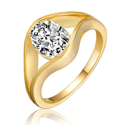 Stella Valentino Sterling Silver With 2.50ctw Oval Lab-created Moissanite Solitaire Split Engagement Ring In Gold