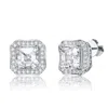 Stella Valentino Sterling Silver With 2.50ctw Radiant Lab Created Moissanite Halo Vintage Geometric Square Stud Earri In White