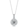 Stella Valentino Sterling Silver With 2ctw Lab Created Moissanite Round Halo Cluster Pendant Necklace In White