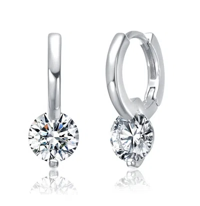Stella Valentino Sterling Silver With Clear Moissanite Hoop Earrings