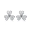 Stella Valentino Sv Sterling Silver With 0.25ctw Lab Created Moissanite Blooming Flower Petal Stud Earrings In White